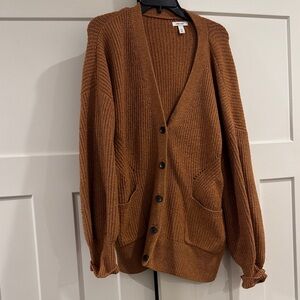 Nine West Burnt Orange Brown Button-Up Cardigan, Size XXL